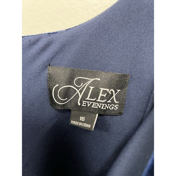 ALEX EVENINGS Plus Size Ruched Velvet Dress Blue Stones Size 16 A000149 - Picture 6 of 12